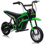 Kids Republic Kids Electric Dirt Bike - 24V 350W Motor, Max 23 km/h Speed, Hand Accelerator & Brake Lever, 12" Air Tires, MP3 & Suspension - Electric Motorcycle Ride-on Car (Green)