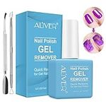 VXHDAG Gel Nail Polish Remover(15ML) - Professional Removes Nail Polish in 3-5 Minutes, Quickly & Easily, Not Hurt Nails with 1 PCS Cuticle Pusher + 1 PCS Nail Polish Scraper, blue, 110.0 gram