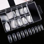 120 Pieces Acrylic Nail Tips Fake Coffin Nail Full Cover Ballerina Shape Nails 10 Sizes Women Artificial False Nail in Clear Box (Clear)