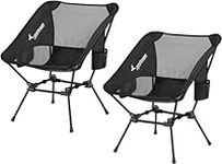 Camping Chair, Sportneer Lightweight Portable Folding Camping Chairs for Adults Compact Camp Chairs Foldable Backpacking Chair Outdoor Chair for Camping Hiking Beach Lawn Picnic Travel (2, Black)