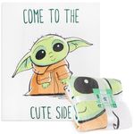 Disney Baby Yoda Fleece Throw Blanket, Mandalorian 150 x 130cm Bedroom Decor (Green Baby Yoda)