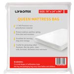 Liyaomix Full XL/Queen Mattress Bag for Moving and Storage, 1.5 Mil 76" x 14" x 96" Clear Plastic Disposal Mattress Bag Cover