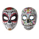 2 Pcs Day of The Dead Sugar Skull Mask Halloween Full Face Mask Women Zombie Skeleton Bone Flower Leaf Masquerade Party Mask for Birthday Festival Holiday Carnival Bar Cosplay Mexican Party Supplies