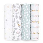 aden + anais Essentials Swaddle Blanket, Boutique Muslin Blankets for Girls & Boys, Baby Receiving Swaddles, Ideal Newborn & Infant Swaddling Set, Perfect Shower Gifts, 4 Pack, Alphabet Animals