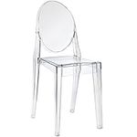 Nicer Furniture® Set of 2 Ghost Side Chair Without Arms-Modern Victoria Dining Chair Polycarbonate Plastic in Clear Transparent Crystal