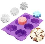 Bakefy� 6 Cavity Big Silicone Mixed Flower Shapes Handmade Soap Cupcake Baking DIY Moulds, Multicolour