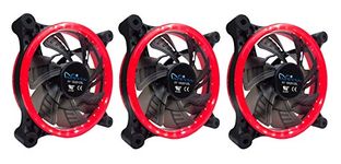 APEVIA 312L-CRD 120mm Silent Dual Rings Red LED Fan with 32 x LEDs & 8 x Anti-Vibration Rubber Pads (3 Pk)