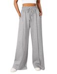 Xukk Womens Drawstring Sweatpants Wide Leg High Waist Joggers Casual Baggy Track Sweat Pants Comfy Jogging Pants with Pockets(Grey,X-XL)