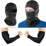 Grandpitstop Face Mask & Arm Sleeve for Bikes UV Protected Balaclava for bikers, riders, Men, Women, Ski, Running, Hiking, & Cycling Accessories protects from Wind, Sun, Dust - Black Set of 4