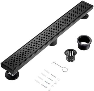 muschbath 48 Inch Linear Shower Drain, Matte Black Shower Drain, Removable Grate, 304 Stainless Steel, Easy to Install And Clean for Bathrooms (Drain Base Not Included), LSD-45A-48B