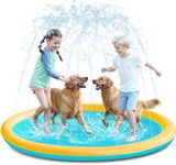 SLOOSH Non-Slip Splash Pad Sprinkler - Outdoor Water Play Toys Backyard Fountain Mat for Toddlers Kids Dogs, Thickened Sprinkler Outside Pool Party Durable for Girls Boys Pets (72in, Orange&Blue)