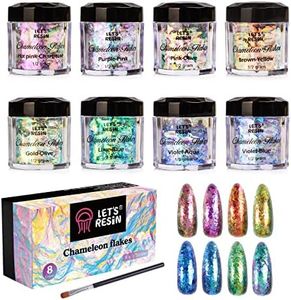 LET'S RESIN Chameleon Chunky Flakes, Resin Supplies-8 Color Intense Colorshift Pigment Powder For Resin Crafts/Tumblers, Chrome Powder Iridescent Flakes For Nail Art/Paints/Soap Making