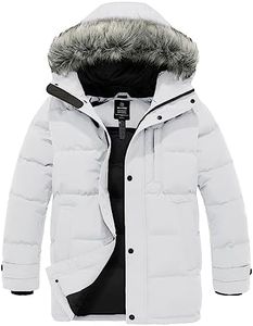 wantdo Men's Winter Coats Thick Bubble Jackets Waterproof Rain Jackets (White, Medium)