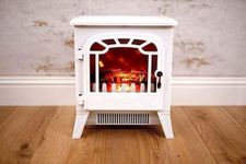 Marco Paul Interiors Traditional Electric Fireplace Flame Effect Fire Heater Freestanding Fire Place Portable Room Heater Bronze Log Burner Decorative for Home, Heatin (White Fireplace)