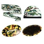 Premium camo Silky Durag for Men,wave cap & 360 wave brush made by Boar Bristle