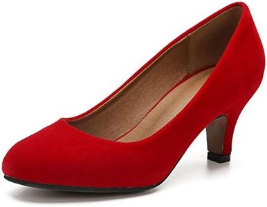 MAIERNISI JESSI Women's Classic Round Toe Pump Kitten Low Heel Shoes Red Size: 8