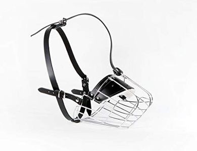 New Strong Metal Wire Basket Dog Muzzle St. Bernard,and other big dogs (Silver Basket/Black Leather, BR)