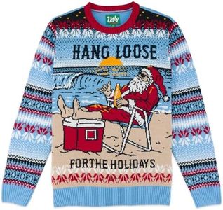 The Ugly Sweater Co. Ugly Christmas Sweater for Holiday Fun Tacky Unisex Design, Perfect Snug Fit Breathable Crewneck, Hang Loose for the Holidays, Medium