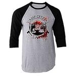 Pop Threads Camp Crystal Lake Counselor Staff Bloody Horror Graphic Tee T-Shirt for Men, Raglan | Black Sleeves, XX-Large