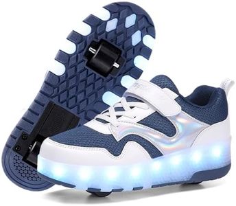 HANSYBAY Girls Roller Shoes LED Lights Up Sneakers with Wheels Removable Roller Skates Boys Beginners Trainers Skate Comfortable Sports Footwear Athletic USB Charge Sneaker Kids Gifts Size 3