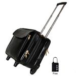 HYATT Leather Accessories 42 Ltrs Black Leather Laptop Roller Cases Trolley Bags