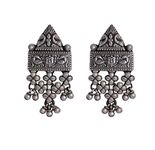 Shyle 925 Sterling Silver Danglers, Mizoya Tribal Peacock Detailed Jali Earrings, Well Stamped with 925, Jaipuri Statement Jewellery,Oxidized Silver Earrings, Gift for Her
