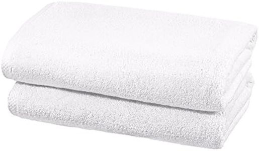 Amazon Basics Lot de 2 Serviettes de bain, draps de douche 100 % coton pour salle de bain, séchage rapide, absorbants, 70 x 140 cm, blanc