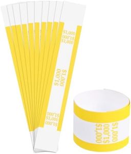 uxcell Pack of 50 Money Band Bundles, Self-Adhesive Bill Wrappers Money Wrappers Money Straps for Organize Bills Money, 7.6x1.14 Inch, Yellow