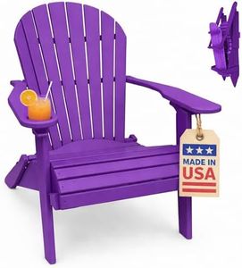 Bright Purple-Poly Lumber Folding Adirondack Chair with Rolled Seating Heavy Duty Everlasting Lifetime PolyTuf HDPE - Made in USA - Amish Crafted