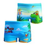 NautySaurs 2-Pack Boys Swimming Trunks 1-10 Years Kids Swimwear Toddler Children Cute Dinosaur Shorts (Dinosaur Beach & Music, 9-10 Years)