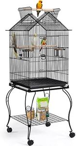 Yaheetech 57-Inch Rolling Open Top Roof Bird Cage for Mid-Sized Parrots Cockatiels Caique Quaker Monk Indian Ring Neck Green Cheek Conure Middle Bird Cage with Detachable Stand