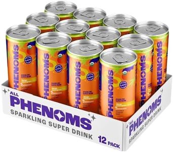 All Phenoms Daily Balance Sparkling Organic Prebiotic & Probiotic Drink - Adaptogen Mushroom Blend (500mg of Lions Mane & Reishi), Vitamin C, Zinc Gluconate - Mango Lemongrass, 12 Pack