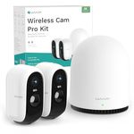 WUUK 2K Security Camera Wireless Outdoor System, 2-Cams Kit, Homebase Support Up to 8 Cams, 32GB Storage, No Monthly Fee, Camera Surveillance with 240 Days Battery Life, Compatible with Alexa & Google