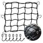 JAGASOL Cargo Nets for Motorcycle Helmet 16"X16" Elastic Bungee Net Storage Featuring 6 Hooks Tight 2"x2" Mesh Luggage Strap Rack Expansion Organizer Net Pocket for Motorbike E-Bike Trike