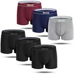 EKQ Bamboo Mens Boxer Shorts Multipack 6 Pack Breathable Mens Underwear Trunks Stretchy Soft Sports Underpants Men's Briefs