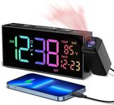 Netzu Projection Clock for Bedroom Ceiling, Alarm Clocks with 350° Rotatable Projector, Date Temperature and Weekday, Manual DST, 5 Brightness, 10 Ringtones, 4 Volumes and Snooze (RGB)