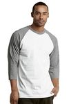 TOP PRO Men's 3/4 Sleeve Casual Raglan Jersey Baseball Tee Shirt, Black Light Gray, Large