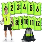 PULUOMASI Scrimmage Training Vest (12 Pack) Team Sports Pinnies Jerseys for Adult Youth Soccer Bibs Numbered Practice Jerseys Green XL