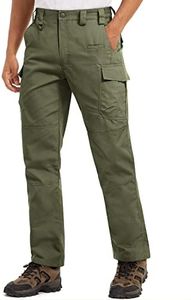 TACVASEN Men's Tactical Pants 9 Pockets Cargo Hiking Pants Lightweight Work Pants for Men Construction Water Resistant, Green, 32