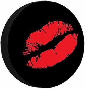 MIYASANG Kiss Me Print Spare Tire Cover Sexy Red Lips Lipstick Romance Glamour Desire Weatherproof Universal Wheel Protectors Camper Tire Covers for Trailer Rv Travel(17 inch)