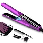 DORISILK 500 Degree High Temp Professional Hair Straightener，30s Fast Heating Ceramic Flat Iron ，2 in 1 Hair Straightener And Curler，Plasma Flat Iron Hair Straightener Get Frizz-Free and Shiny(Purple)