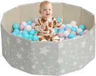PLAY 10 Ball Pit for Toddlers, 33.5x12.2 Inch Foldable Ball Pit for Dog Indoor & Outdoor (Balls Not Included) Gray