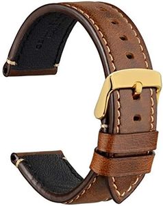WOCCI Watch Band 20mm, Premium Saddle Style Vintage Leather Watch Strap with Gold Buckle (Gold Brown)