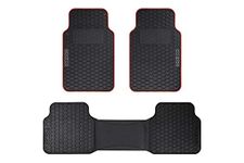 SPARCO SPCF500RD Set of 3 Universal Floor Mats with Rear Bridge for Car Model F500, Color Black/Red