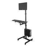 Isomars Computer Standing Desktop Workstation with Monitor Mount Adjustable Height with Keyboard & Mouse Tray Space for CPU Holder, Sit Stand Table Comes with Wheels for Easy to Move.