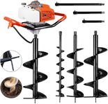 DC HOUSE 63CC Heavy Duty Gas Powered Post Hole Digger with 3pcs Earth Auger Drill Bits (6" & 10" & 12'' Bits) and 60cm Extention Rod （Products Will be Delivered in Multiple Packages)