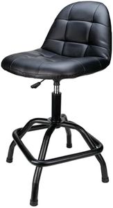 Performance Tool W85031 Pneumatic High Back Adjustable Swivel Bar Stool with Back Support for Home, Bar, and Shop, Black, 26-32-Inches High
