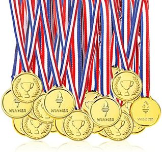 Pllieay 100 Pieces Kids Winners Medals Gold Plastic Medals for Kids Party, Game Toys, Awards