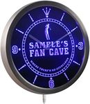 nctf-tm Name Personalized Custom Golf Fan Cave Man Room Bar Neon Sign LED Wall Clock