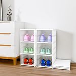 Kuber Industries (Pack of 2) Shoe Rack | Foldable Sneakers Box (3-Layer) Storage Organizer for Shoe, Slippers & Books | Storage Rack for Living Room | Multipurpose Cabinet Organizer | White